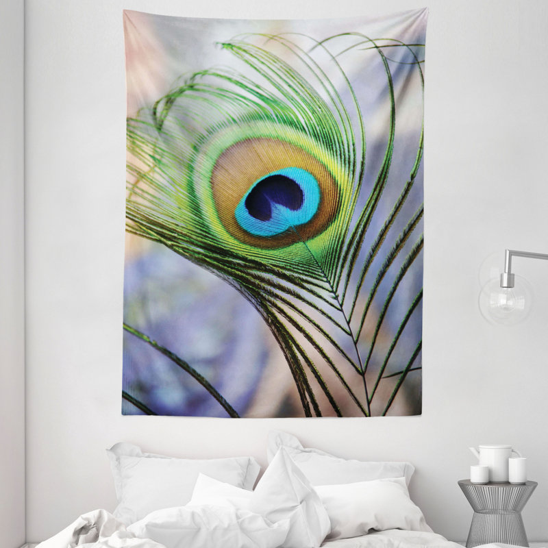 Tapisserie en polyester paon, H 80 po x l 60 po