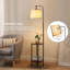 Lampe sur pied avec table de chevet en bois, style champêtre