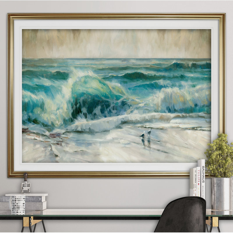 « water music », reproduction de peinture à l’acrylique encadrée, Or, H 20 po x l 24 po x P 1,5 po