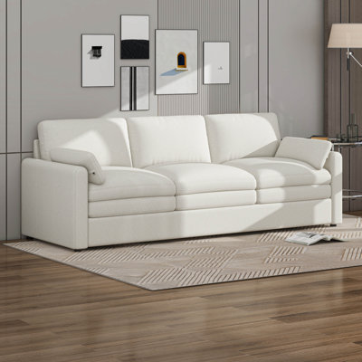 Cozy Upholstered 3-Seater Sofa Oversized Comfy Cloud Sofa Double Cushion 3-Seater Sofa Plush Cushion Sofa Couch