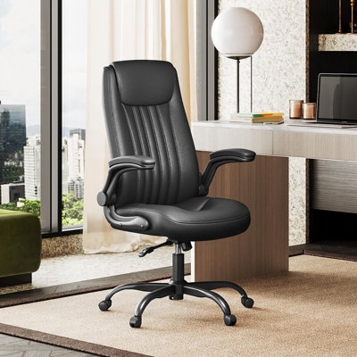 Ergonomic High Back Office Chair, Executive Swivel Desk Chair With Adjustable Flip-Up Armrests, Built-In Lumbar Support & Thickened Headrest, Workstat by Inbox Zero