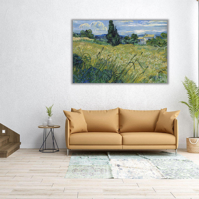 «Green Wheat Field with Cypress», 1889 - reproduction d'art sur toile, H 40 po x l 60 po