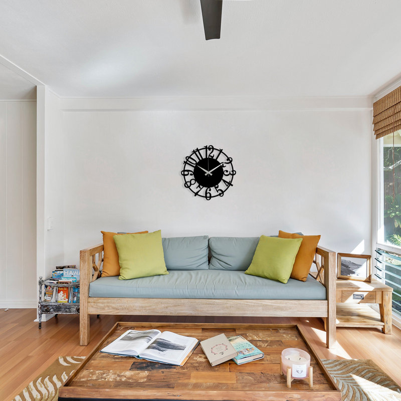 Horloge murale élégante en métal 18,9 po x 18,9 po | Fabrication 100% métal, épaisseur: 0,05 pouce | Nécessite 1 pile AA (non incluse) | Parfait pour les décors modernes et les espaces de vie
