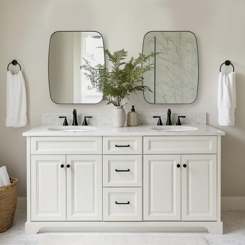 Miroir de salle de bain ovale moderne | Cadre en acier inoxydable, 36 po x 28 po, Noir mat