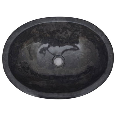 Lavabo de salle de bain vasque ovale en marbre 15,7 po VidaXL