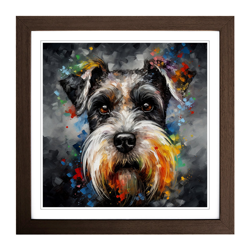 Schnauzer Expressionism - Framed Print, Walnut