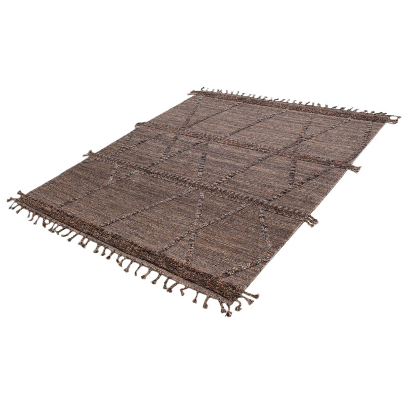 Tapis brun foncé en laine noué à la main 8 pi 3 po x 10 pi 2 po Tangier