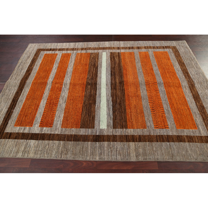 Tapis multicolore en laine noué à la main 5 pi 6 po x 7 pi 6 po One Age of a Kind Kind