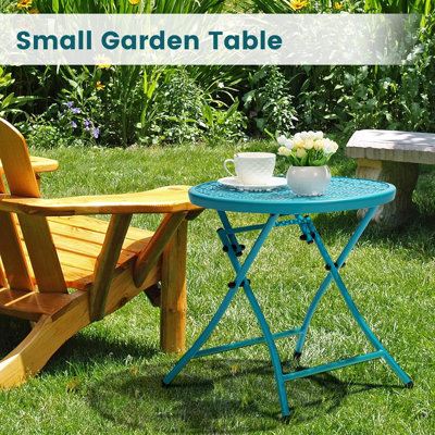 Table d'appoint pliante d'extérieur, table de patio sans assemblage avec découpes