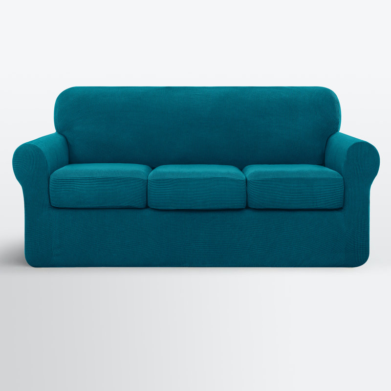Box Cushion Sofa Slipcover, Turquoise