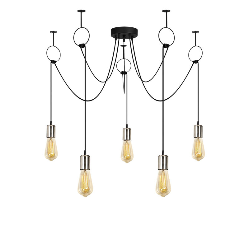 Luminaire suspendu à 5 lumières Aidrianna, Noir