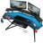 Berlanga Gaming Desk with Power Outlet & Led Strip, Large Wing-Shaped Computer Desk with Monitor Stand-1070146354