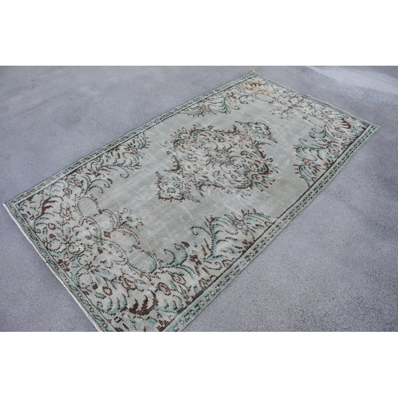 Tapis patchwork en laine vert 48 po x 87 po, tapis classique