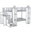 Lit simple superposé au-dessus de métal avec garde-robe et espace de rangement, gris et blanc-519584869