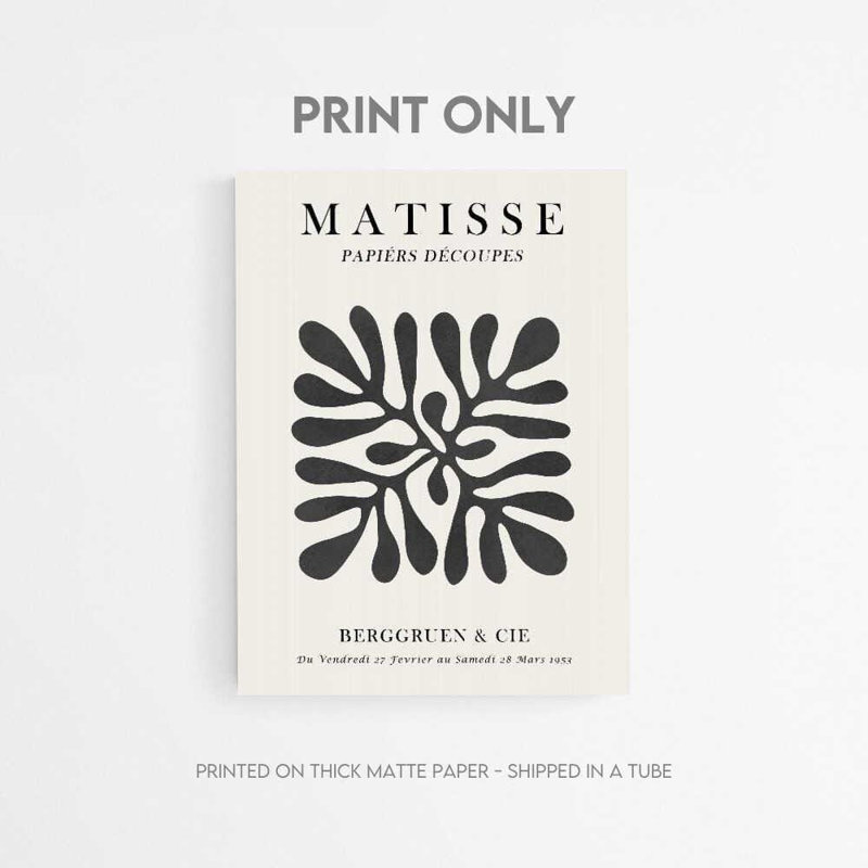 Impression florale murale: collage inspiré de Matisse, H 16 po x l 12 po, Impression encadrée sans passe-partout, Brun