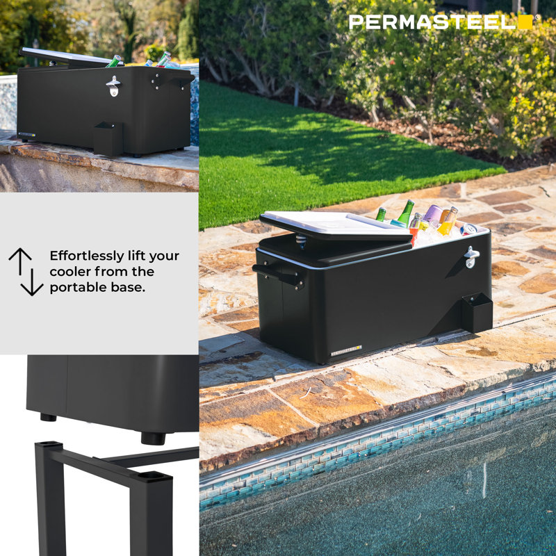 Permasteel 80-Qt Outdoor Patio Cooler with Removable Basin, Black