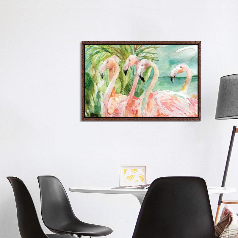 Pink Ladies by Carol Robinson - Painting on Canvas, 101.6 cm H x 66.04 cm W, Classic Brown Wood Framed