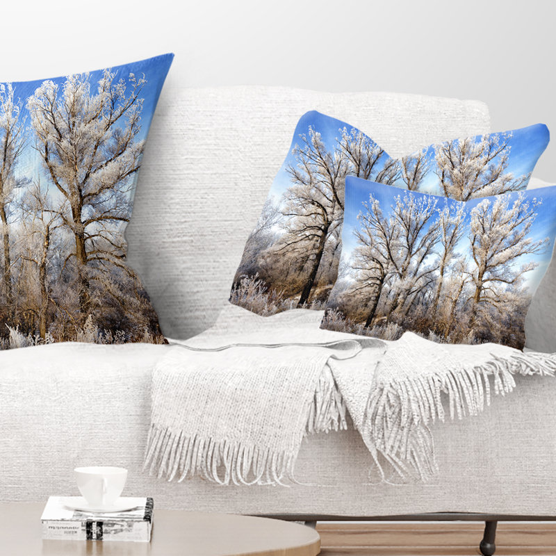 Coussin décoratif «Beautiful Winter Evening View» - paysage imprimé, 12 po x 20 po, Rectangle