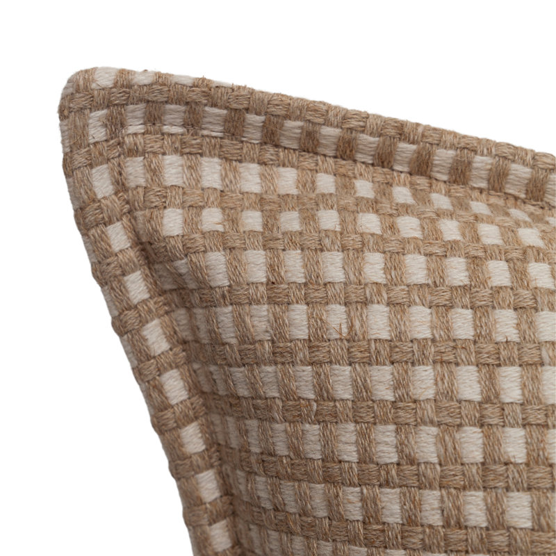 Natural Check Self-Flange Accent Pillow