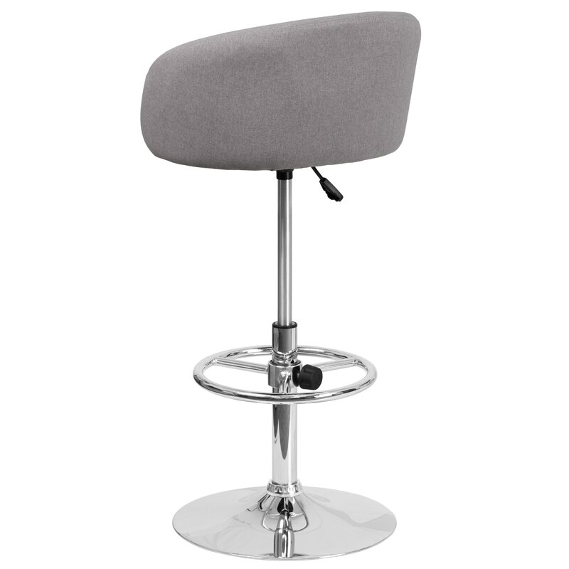 Orren Ellis Ragene Contemporary Adjustable Height Barstool with Barrel ...