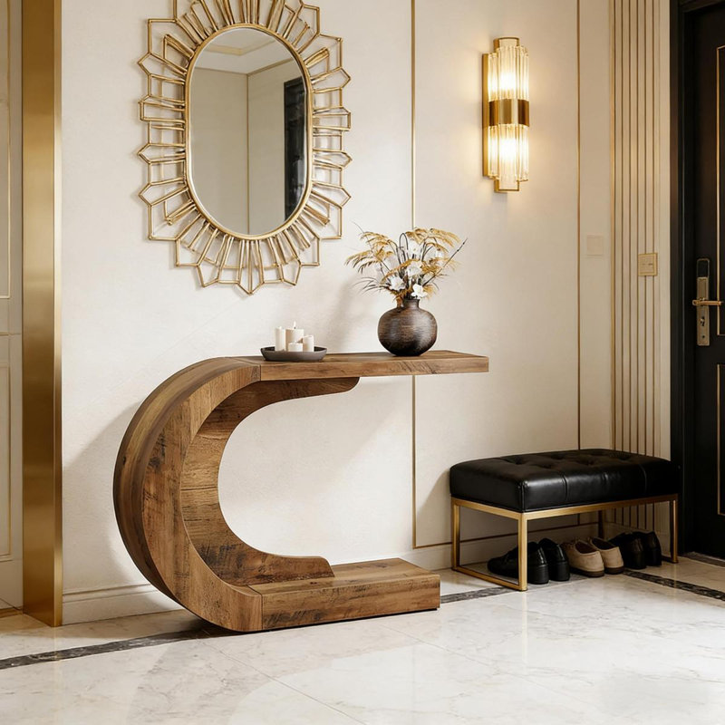 Table de couloir contemporaine, console moderne, table basse en forme de C