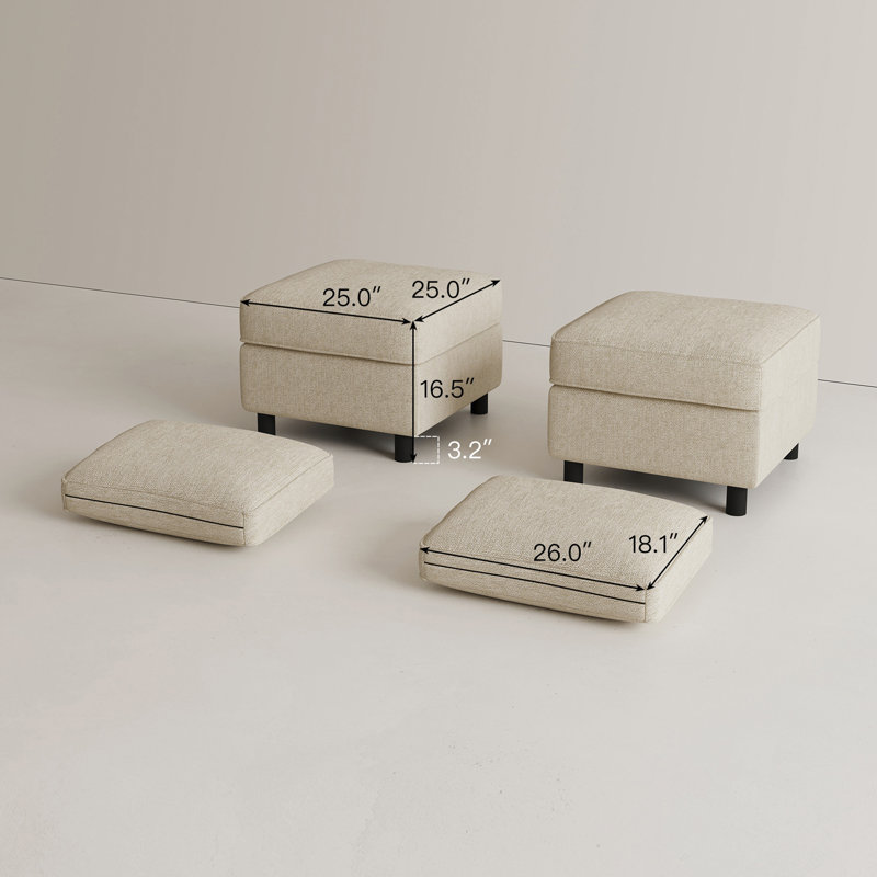 Deux repose-pieds modulaires avec rangement, Beige