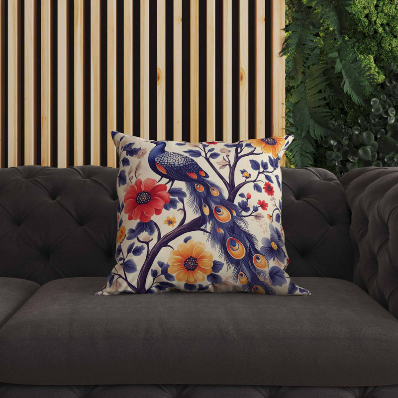 Coussin intérieur / extérieur Vibrant Vista, Bleu / Rouge / Jaune, Carré 18 po