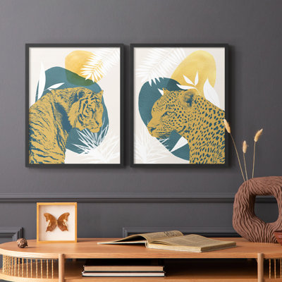 «Jungle Cat I», reproduction encadrée de qualité supérieure - prête à être accrochée - aucun clou requis - aucun clou requis