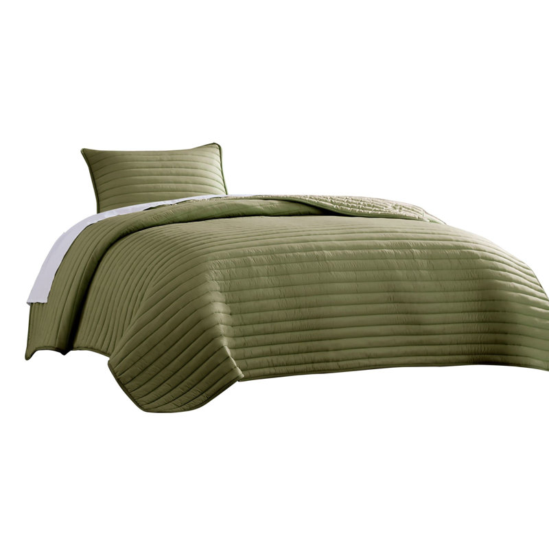  Microfiber Comforter Set, Queen Comforter + 2 Standard Shams, Green