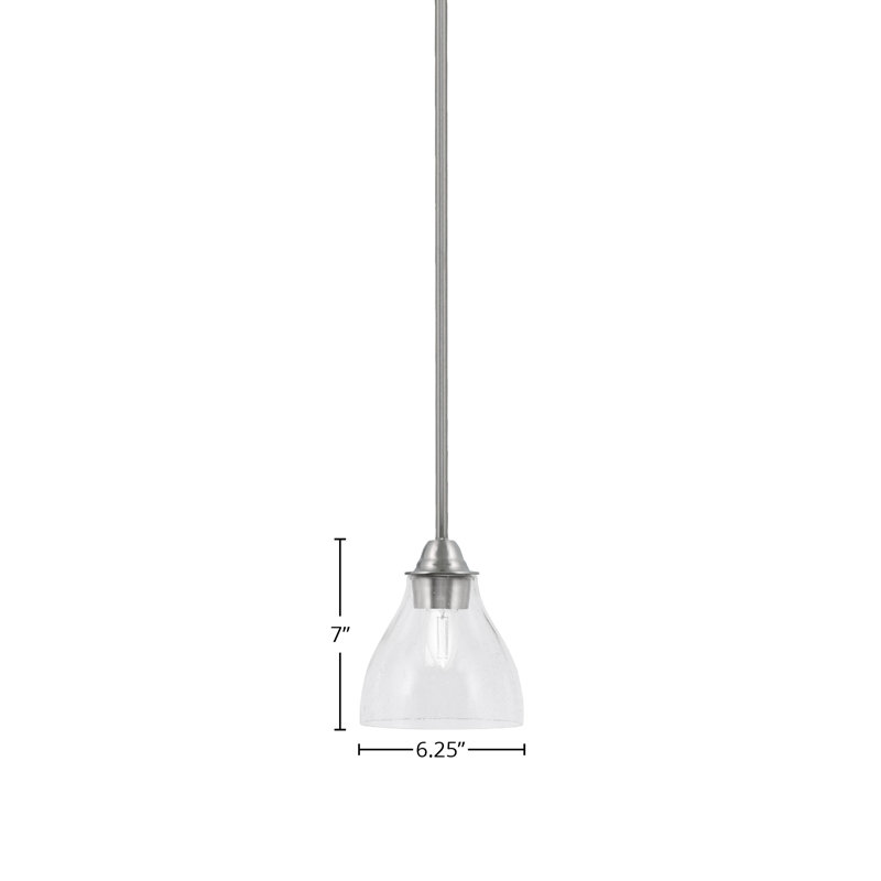 Luminaire suspendu suspendu Paramount avec verre transparent de 6,25 po, Nickel brossé