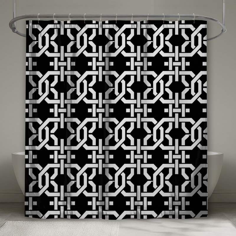 Interlocking Geometric Pattern Shower Curtains Extra Long, 70in W x 72in H