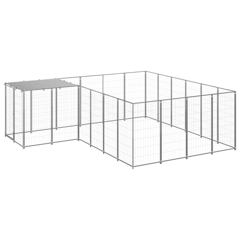 Pina 43.31cm H Metal Yard Kennel With Door, Silver