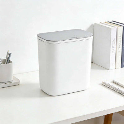Hanging Small Trash Can with Stainless Steel Lid, Odor-Free Compost Bin, Space-Saving Garbage Can for Cabinet, Under Sink, RV, Bathroom