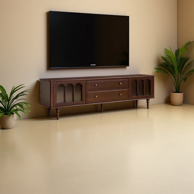 Meuble télé en bois de peuplier massif, H 22,04 po x L 78,74 po x l 15,74 po