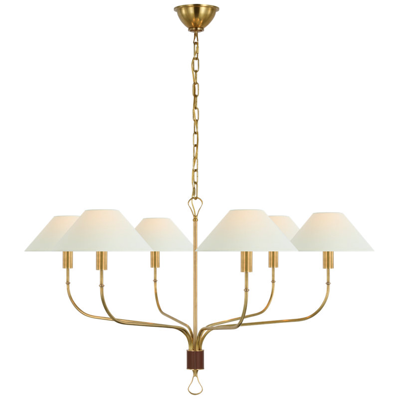 Griffin 6 - Light Chandelier, Hand-Rubbed Antique Brass