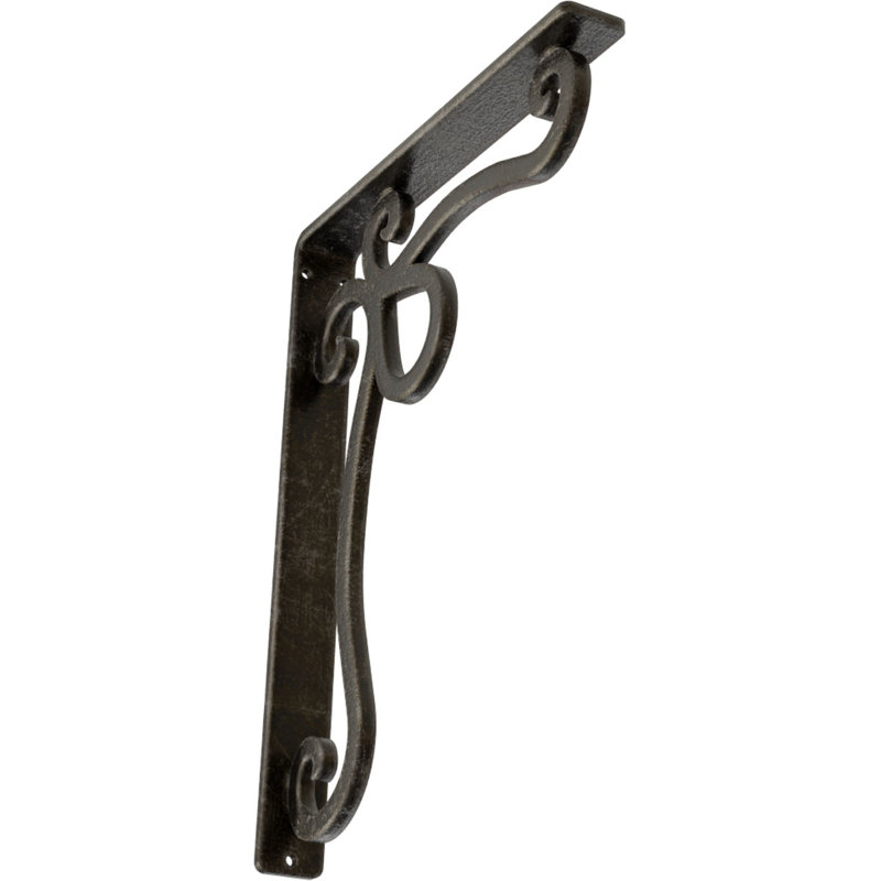 Support en fer forgé Orleans, Argenté antique chaleureux, H 12 po x l 1,5 po x P 10 po