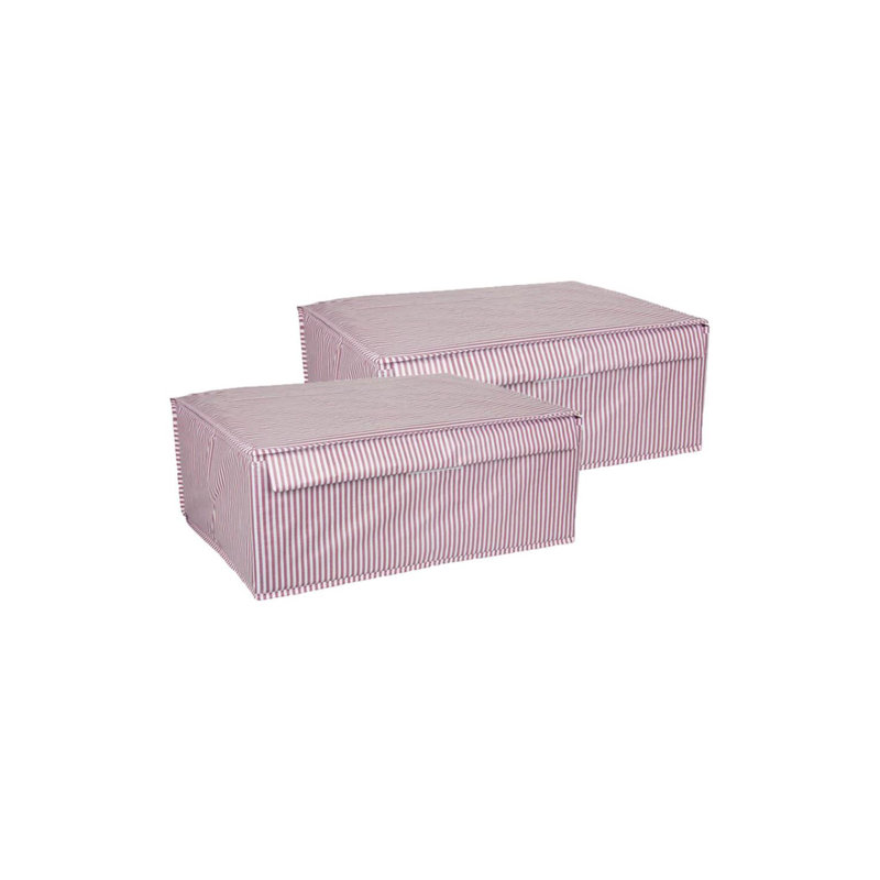 Ensemble de bacs de rangement en tissu, Rose / blanc