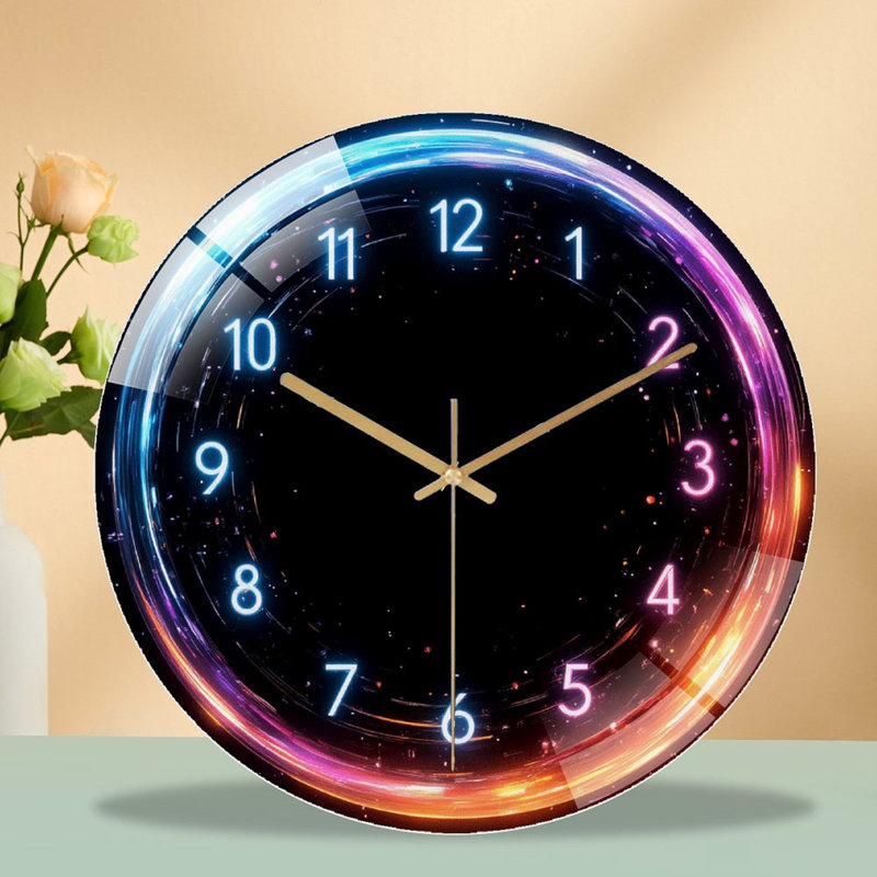 Horloge numérique DEL avec affichage coloré et minuterie - horloge murale moderne en verre 12 po