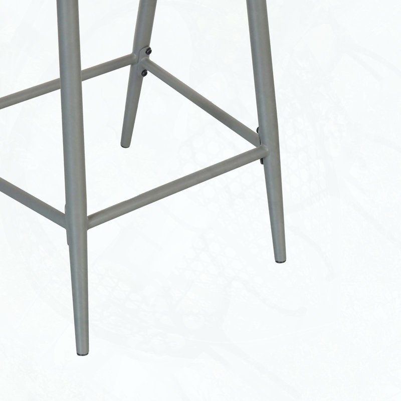 Ensemble de 2 tabourets de comptoir à structure en métal pour l'extérieur avec dossier en PE en rotin, coussin résistant à l'eau et siège d'une hauteur de 26 po