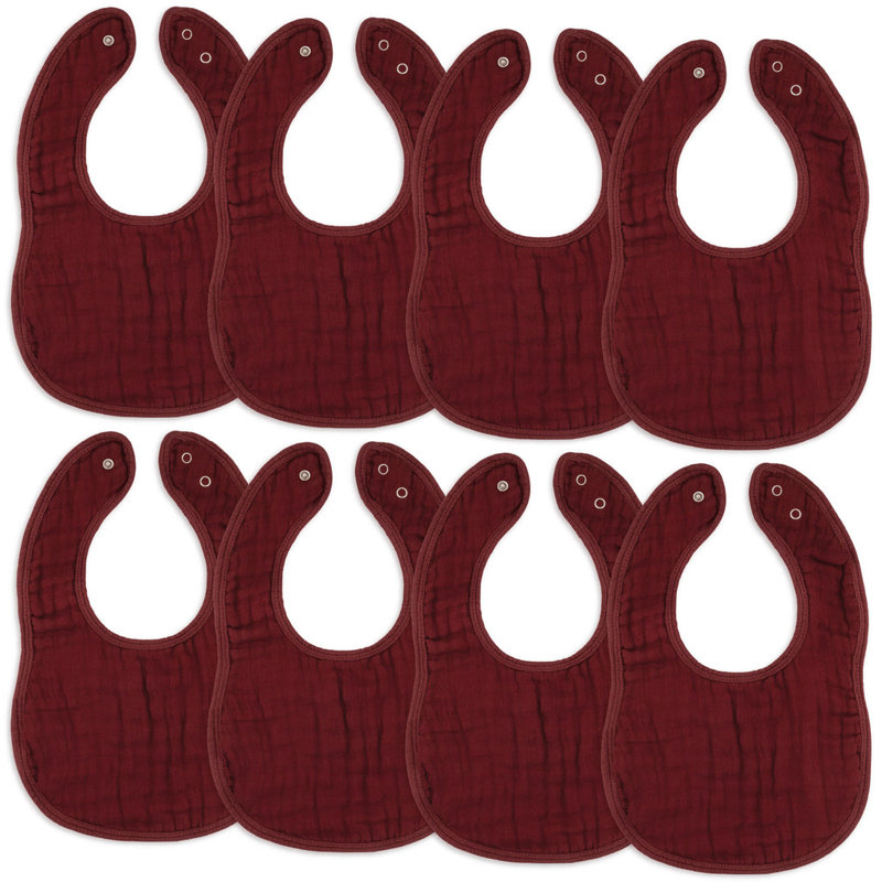 Comfy Cubs Muslin Bibs for Babies - Feeding, Drool and Teething Bib with Adjustable Snaps, Wine