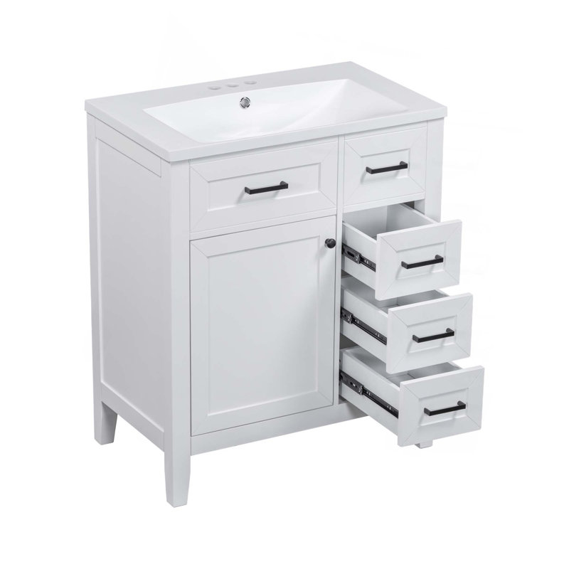 Ensemble de meuble-lavabo 30 po avec lavabo, armoire de salle de bain avec tiroirs, structure solide et panneau de fibres à densité moyenne