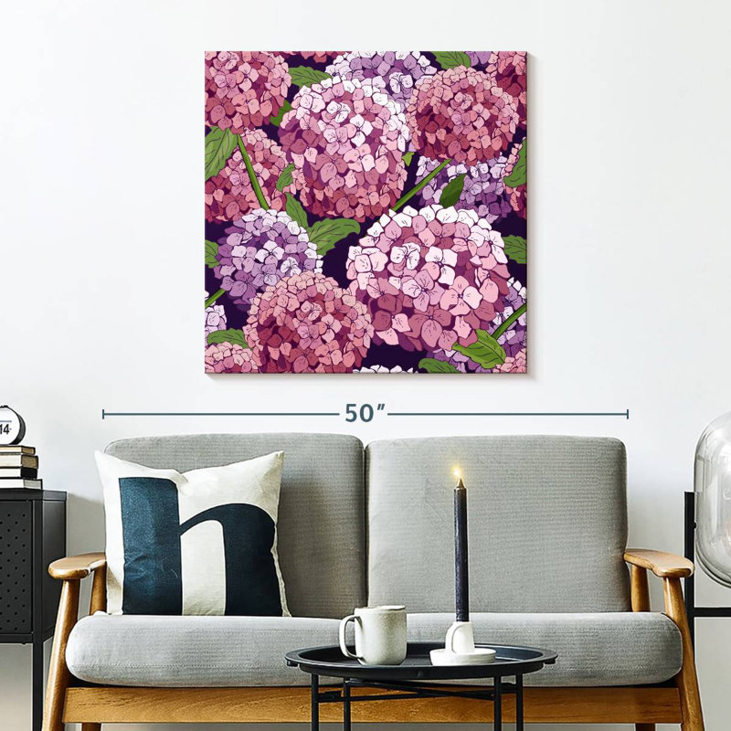 Hortensias roses et mauves Harnek, H 30 po x l 30 po