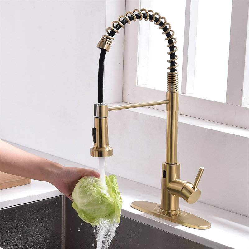 AWZTOO Pull Down Touchless Kitchen Faucet, Brushed Gold