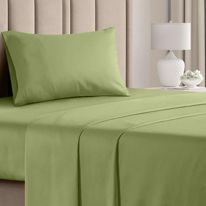  Ensemble de draps en rayonne de bambou 4 pièces Premium Luxury, Ensemble de draps pour taille de lit simple TG ave, Limette