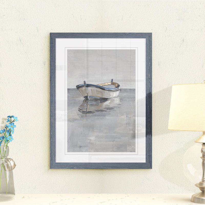 « bateau on the horizon ii » par paul cezanne-cadre photo, reproduction d’art, H 32 po x l 44 po x P 1,25 po, Blanc mat