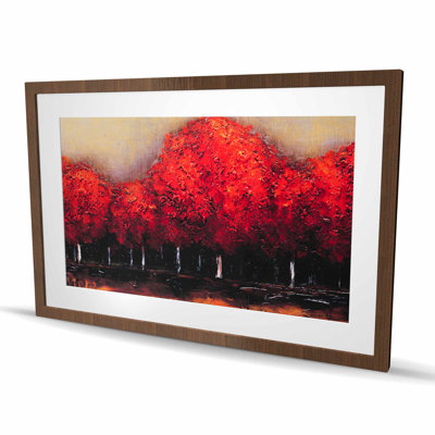 Red Dark Trees - reproduction encadrée avec passe-partout pour la décoration intérieure