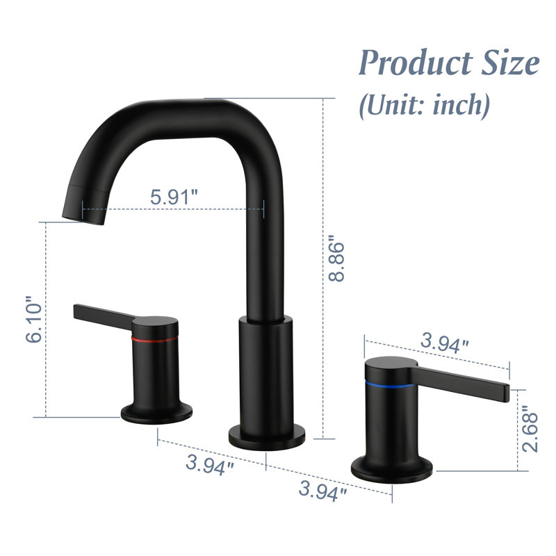 Widespread 2-handle Bathroom Faucet, Matte Black