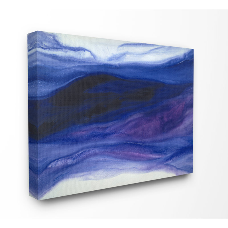 « deep mauve ink ocean waves abstract douleur » par teodora guererra painting, H 16 po x l 20 po x P 1,5 po, Toile tendue