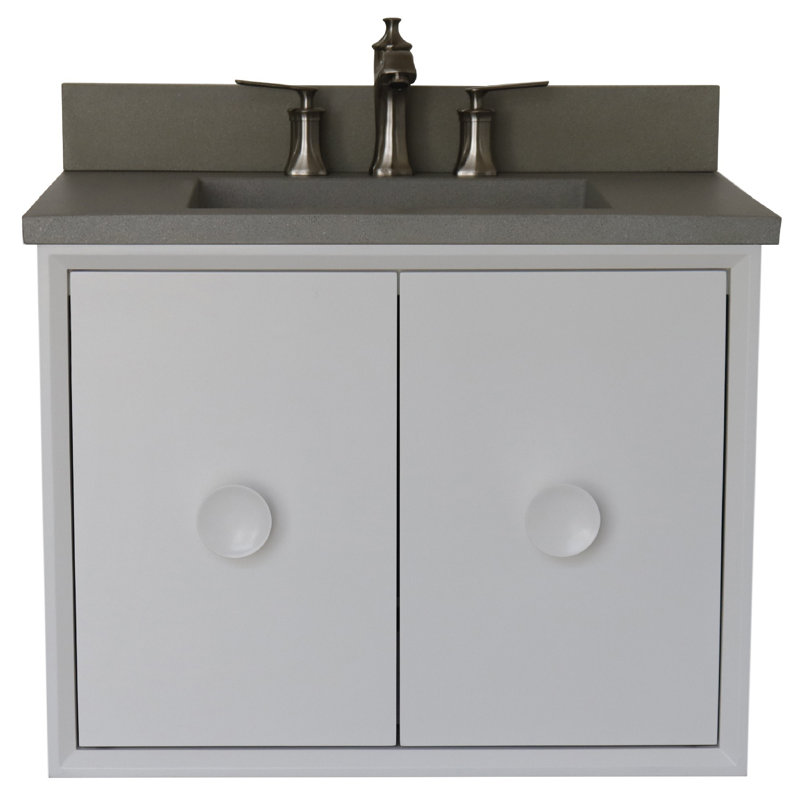 Ensemble de meuble-lavabo mural simple 31 po Crumley, Gris, Blanc