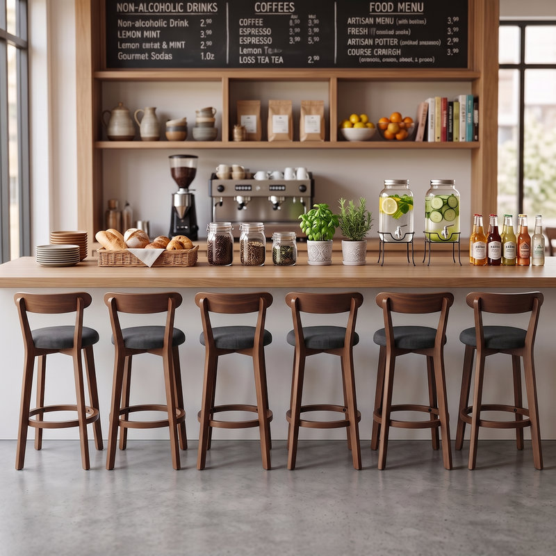 Tabouret de bar en bois massif Nordic, Grey